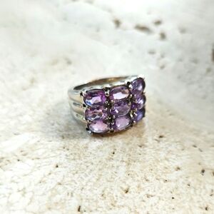 Elegant Silver and Purple Stone Ring